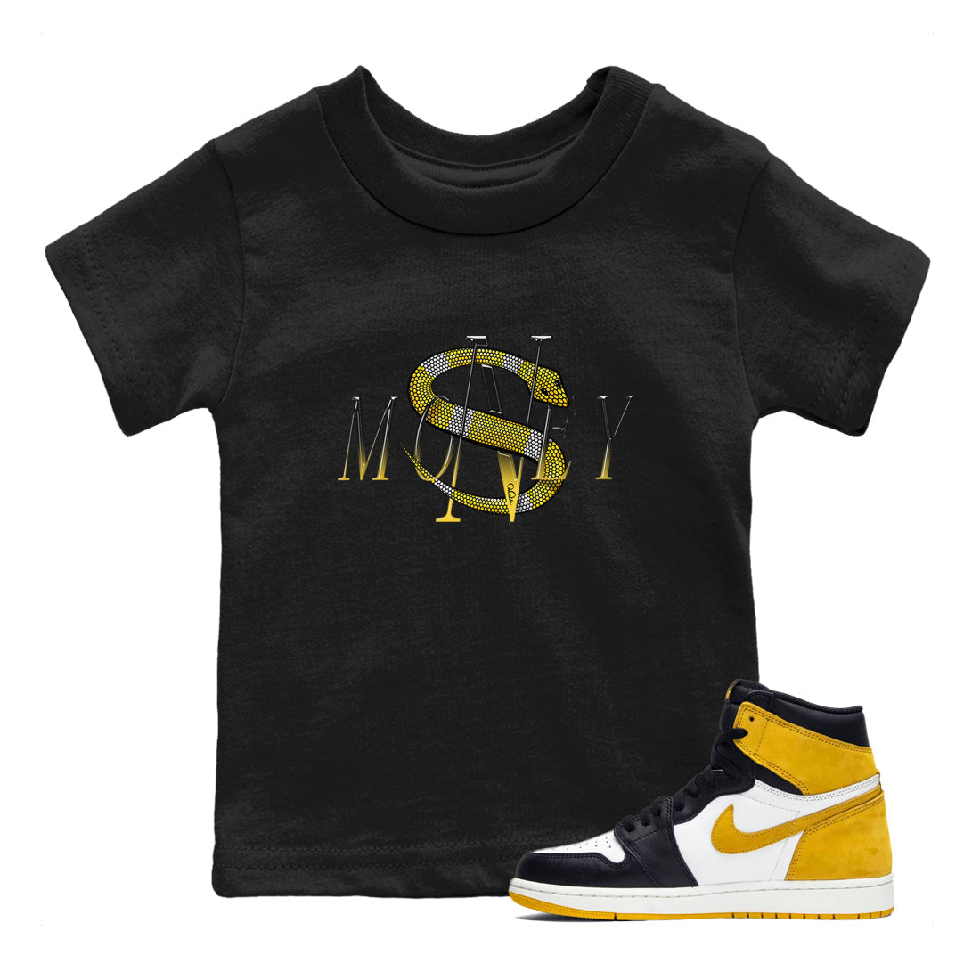 Money Snake snkmatch Tees Kids - Air Jordan 1 Yellow Ochre