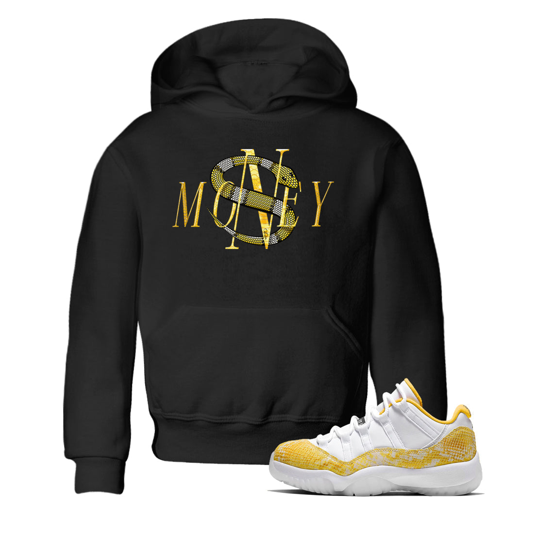 Money Snake Kids Tops - Air Jordan 11 Yellow Python