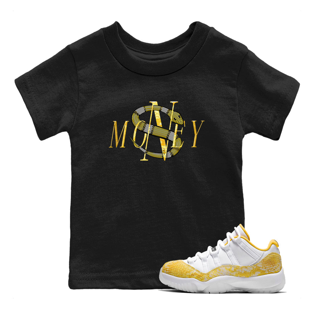 Money Snake Kids Tops - Air Jordan 11 Yellow Python