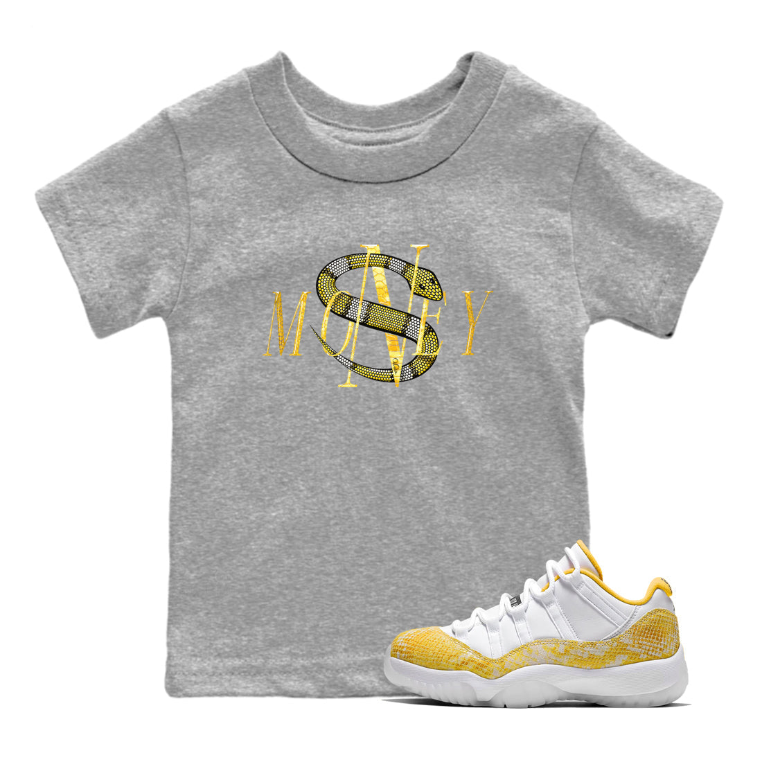 Money Snake Kids Tops - Air Jordan 11 Yellow Python