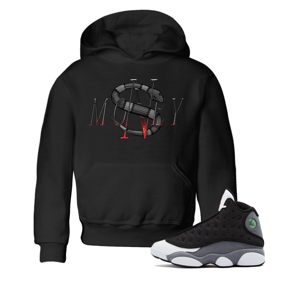 Money Snake Kids Tops - Air Jordan 13 Black Flint