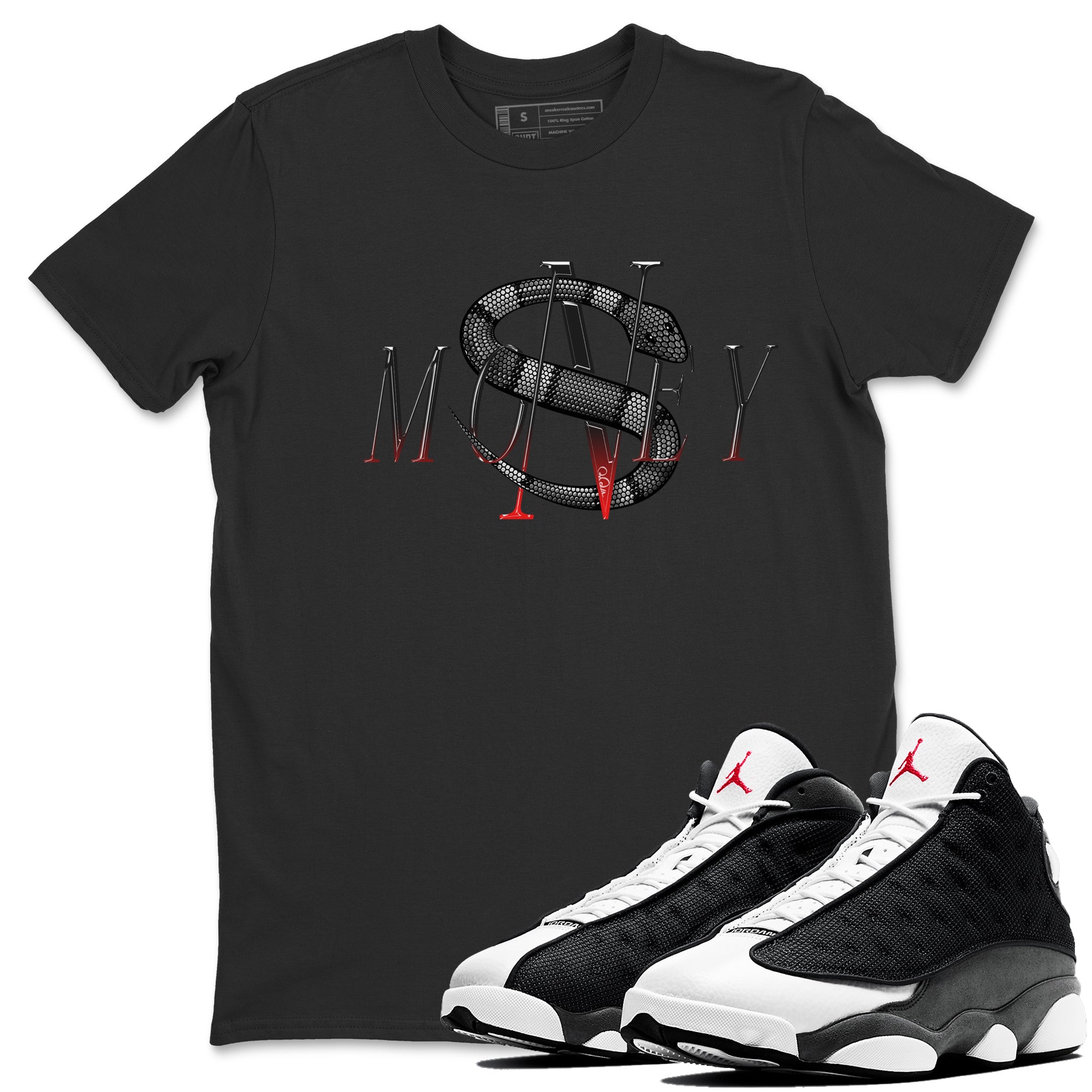 Money Snake Unisex Tops - Air Jordan 13 Black Flint