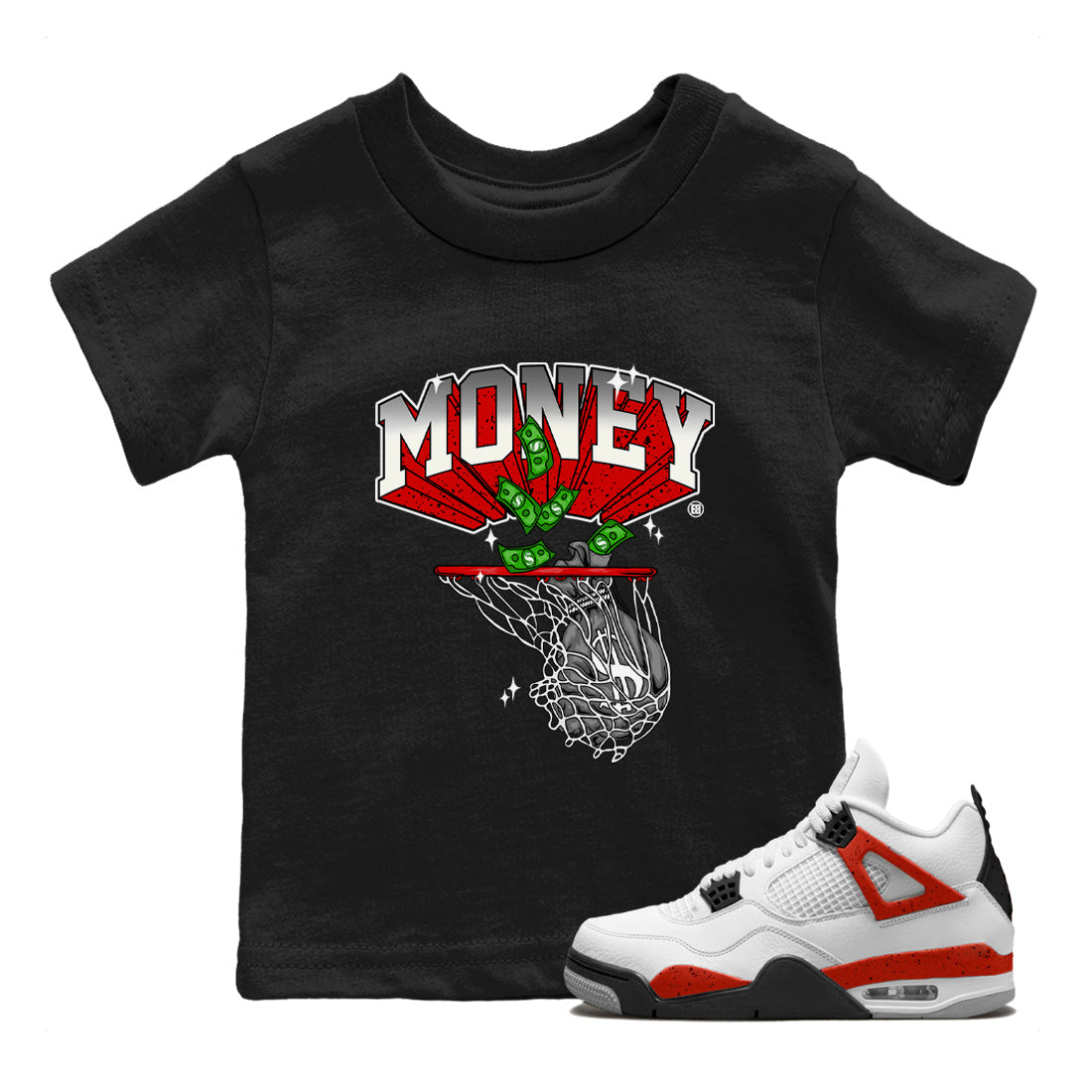 Money Swish Kids Tops - Air Jordan 4 Red Cement