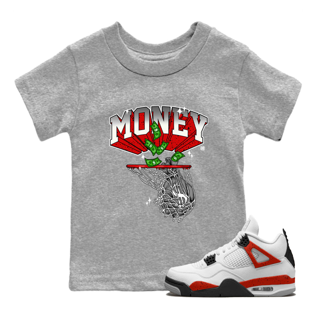Money Swish Kids Tops - Air Jordan 4 Red Cement