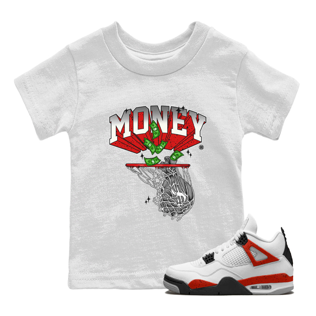 Money Swish Kids Tops - Air Jordan 4 Red Cement