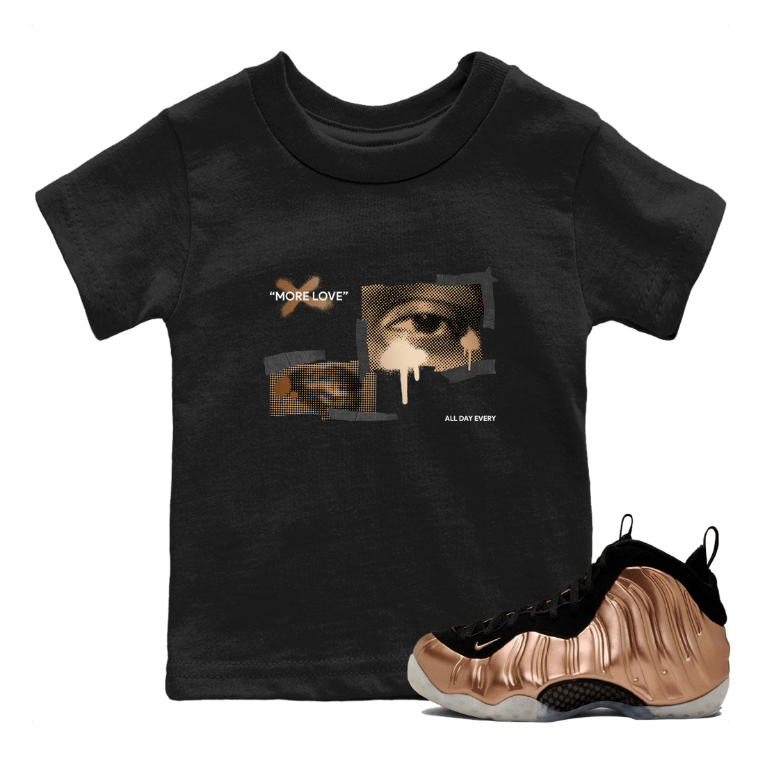More Love snkmatch Tees Kids - Air Foamposite One Metallic Copper
