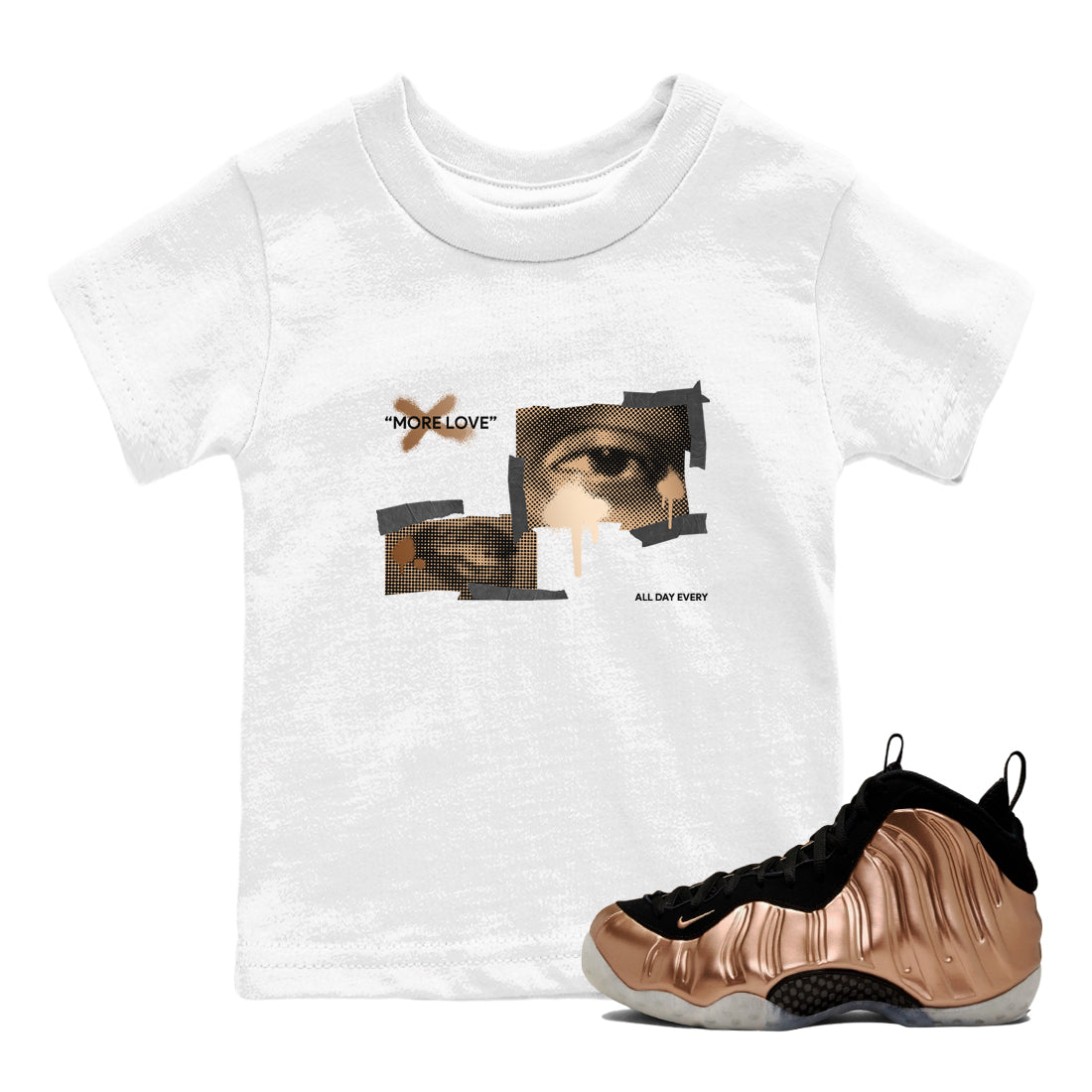 More Love snkmatch Tees Kids - Air Foamposite One Metallic Copper