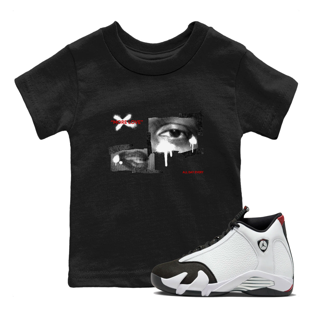 More Love snkmatch Tees Kids - Air Jordan 14 Black Toe