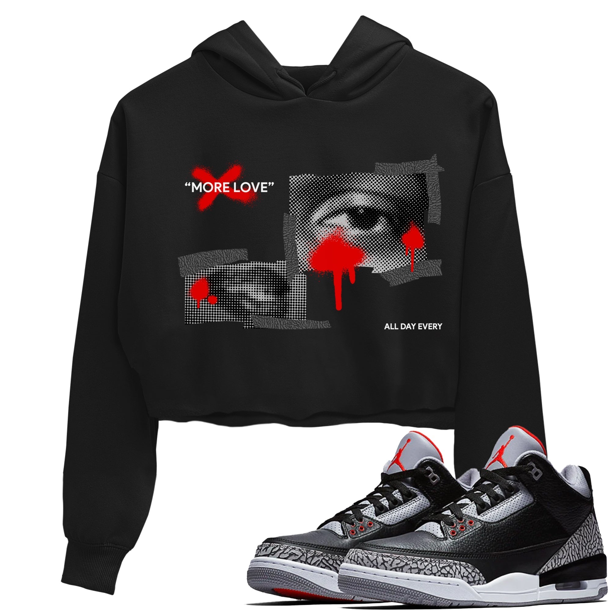 More Love snkmatch Women's Top - Air Jordan 3 Black Cement