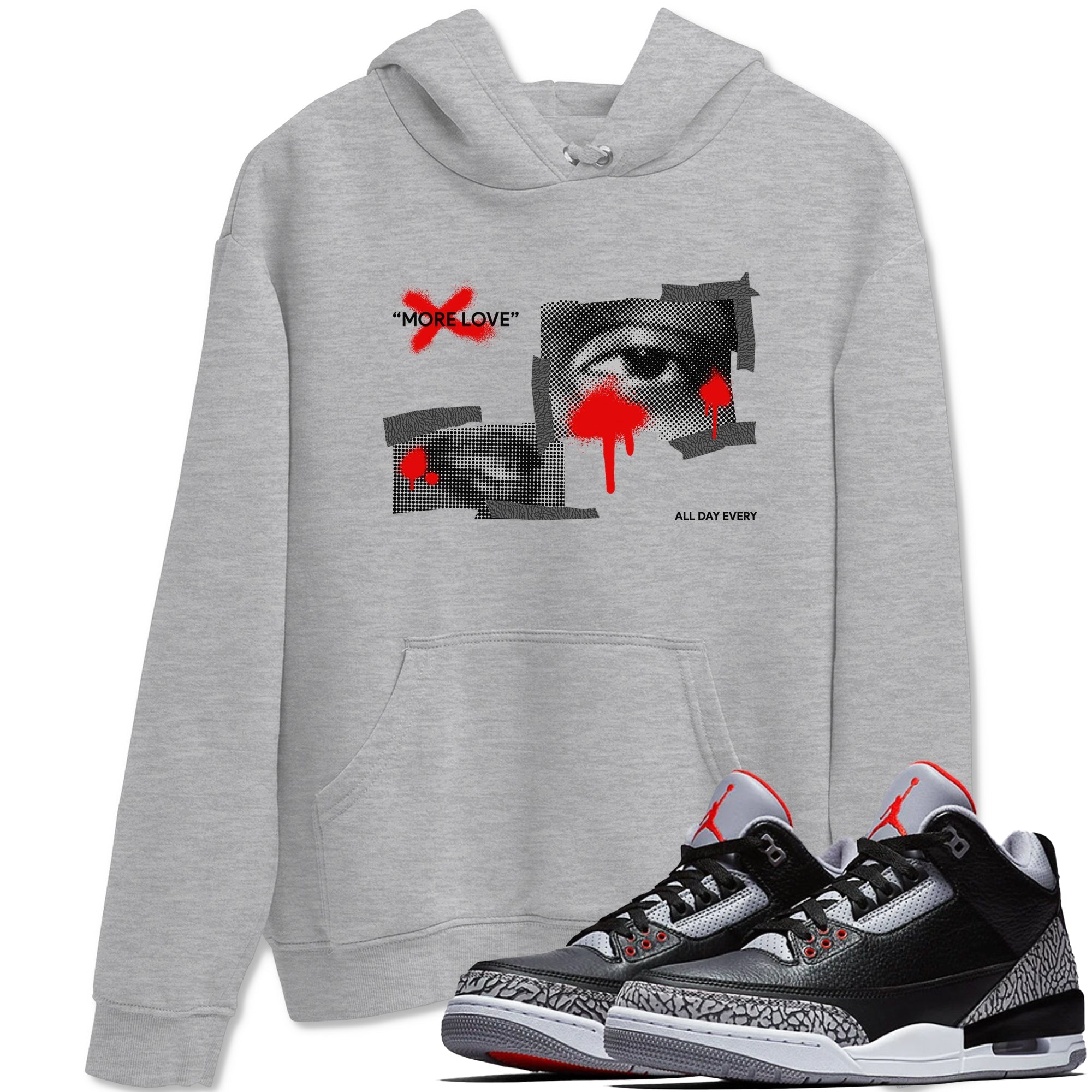 More Love snkmatch Tees - Air Jordan 3 Black Cement
