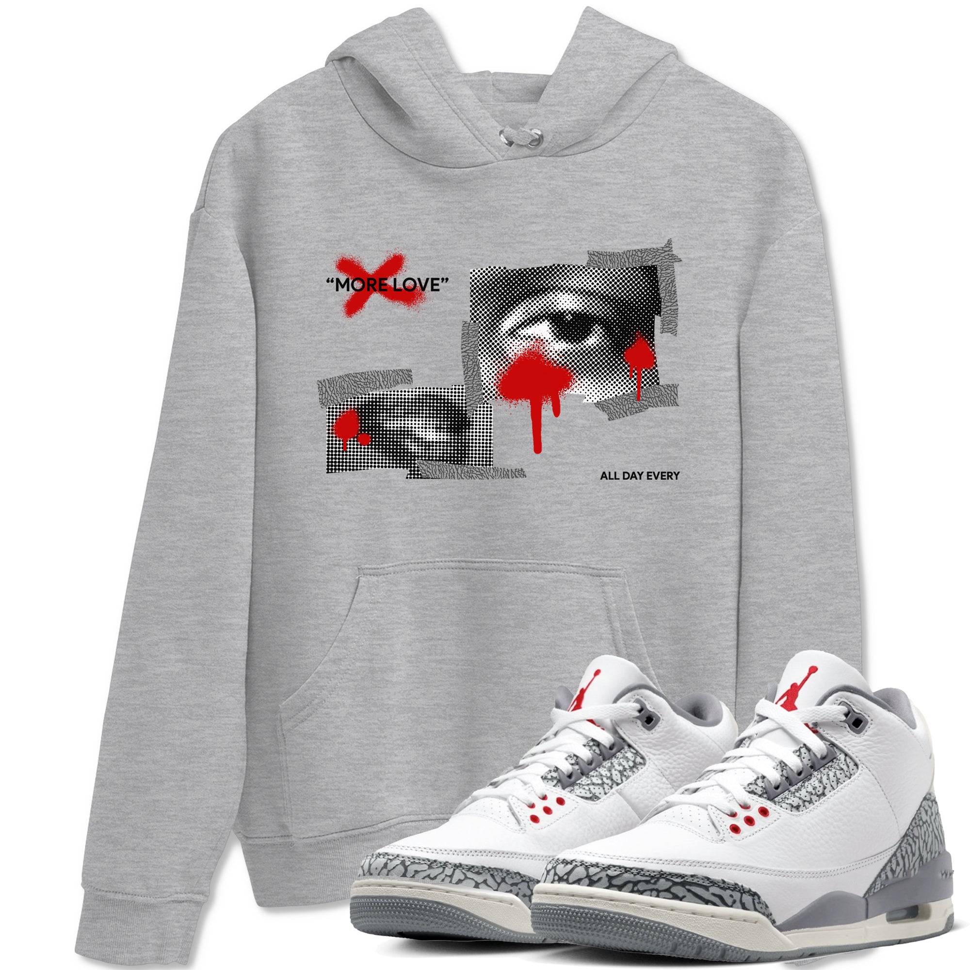 More Love snkmatch Tees - Air Jordan 3 Cement Grey