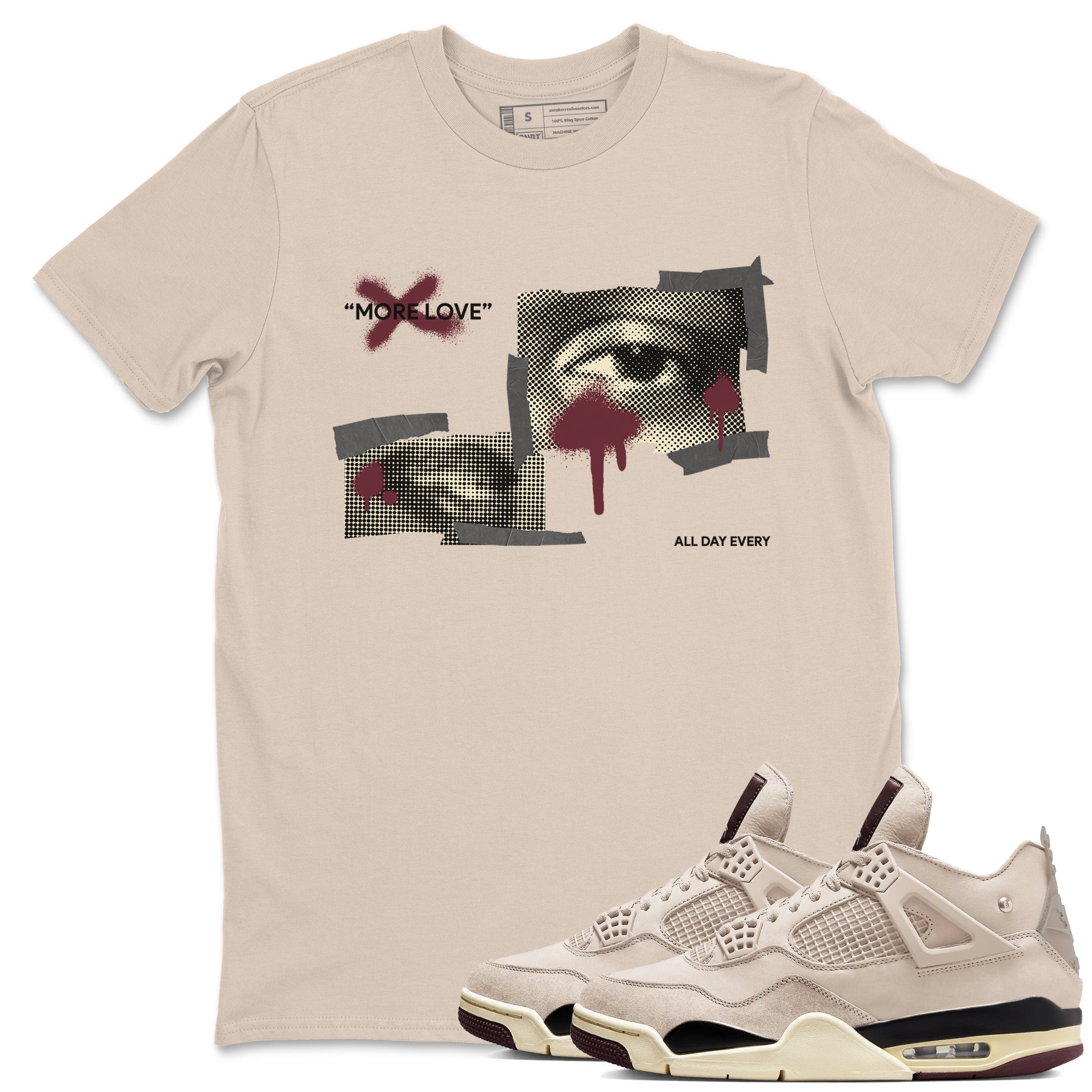 More Love snkmatch Tees - Air Jordan 4 A Ma Maniere x Fossil Stone