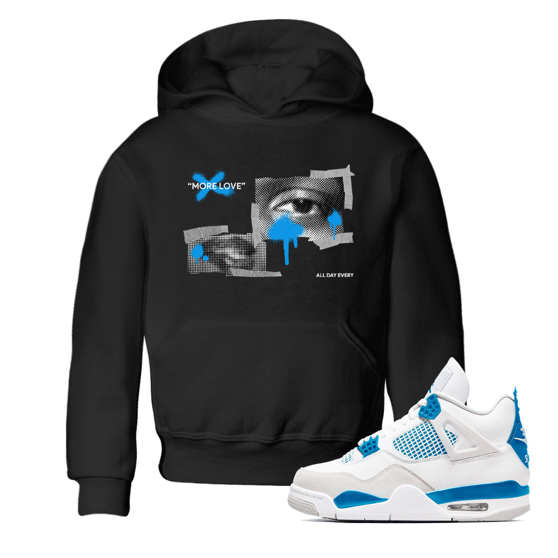 More Love snkmatch Tees Kids - Air Jordan 4 Military Blue