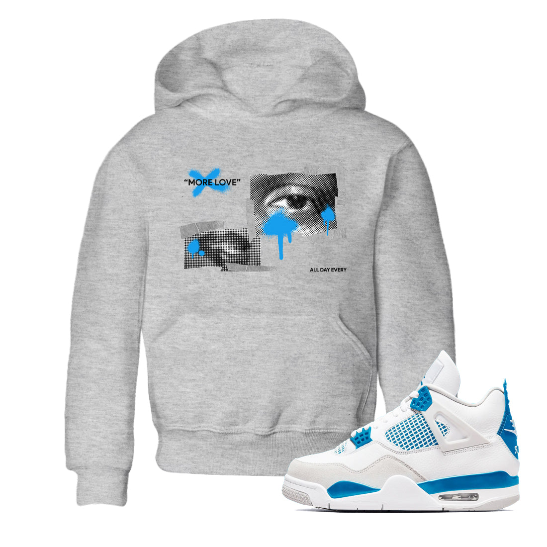 More Love snkmatch Tees Kids - Air Jordan 4 Military Blue