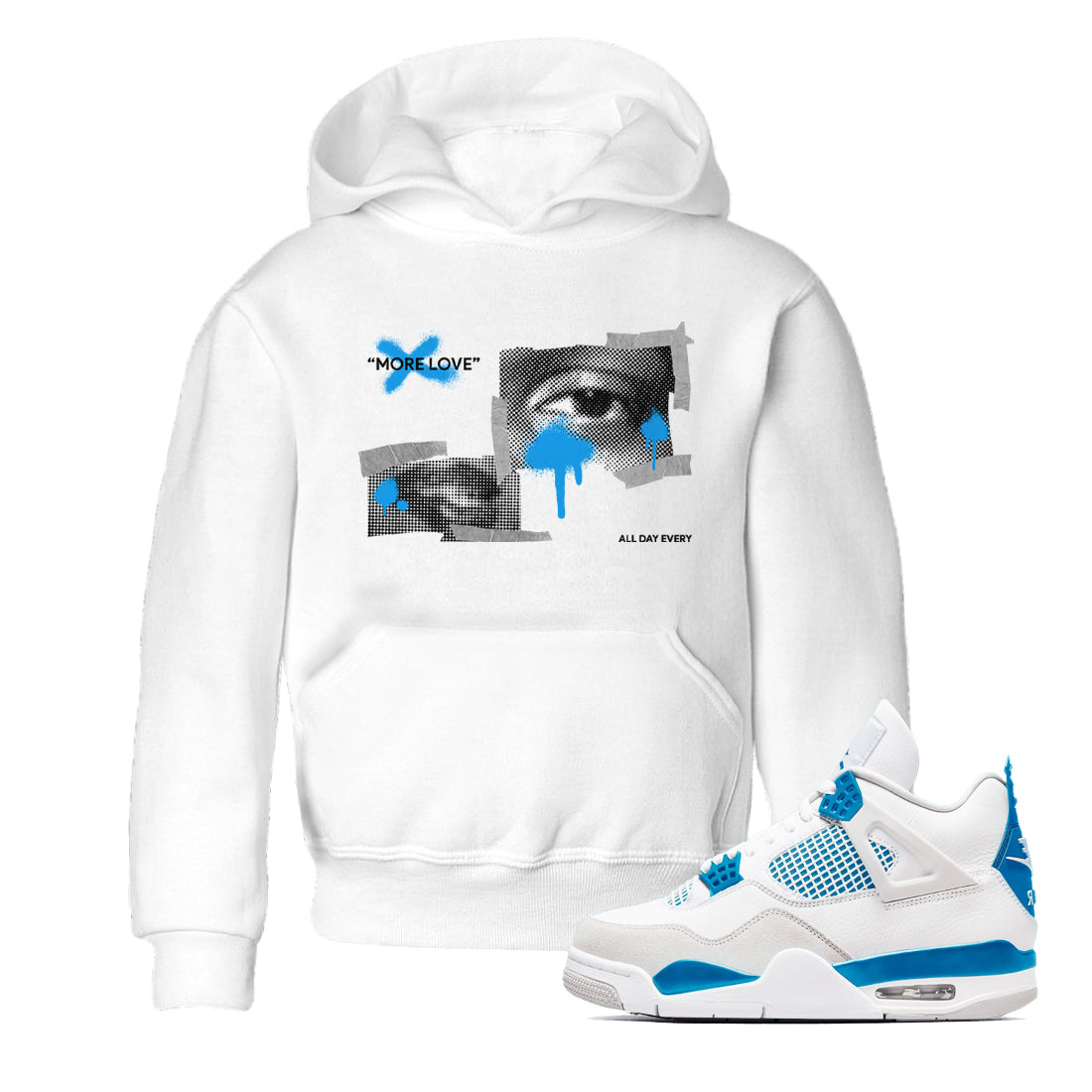 More Love snkmatch Tees Kids - Air Jordan 4 Military Blue