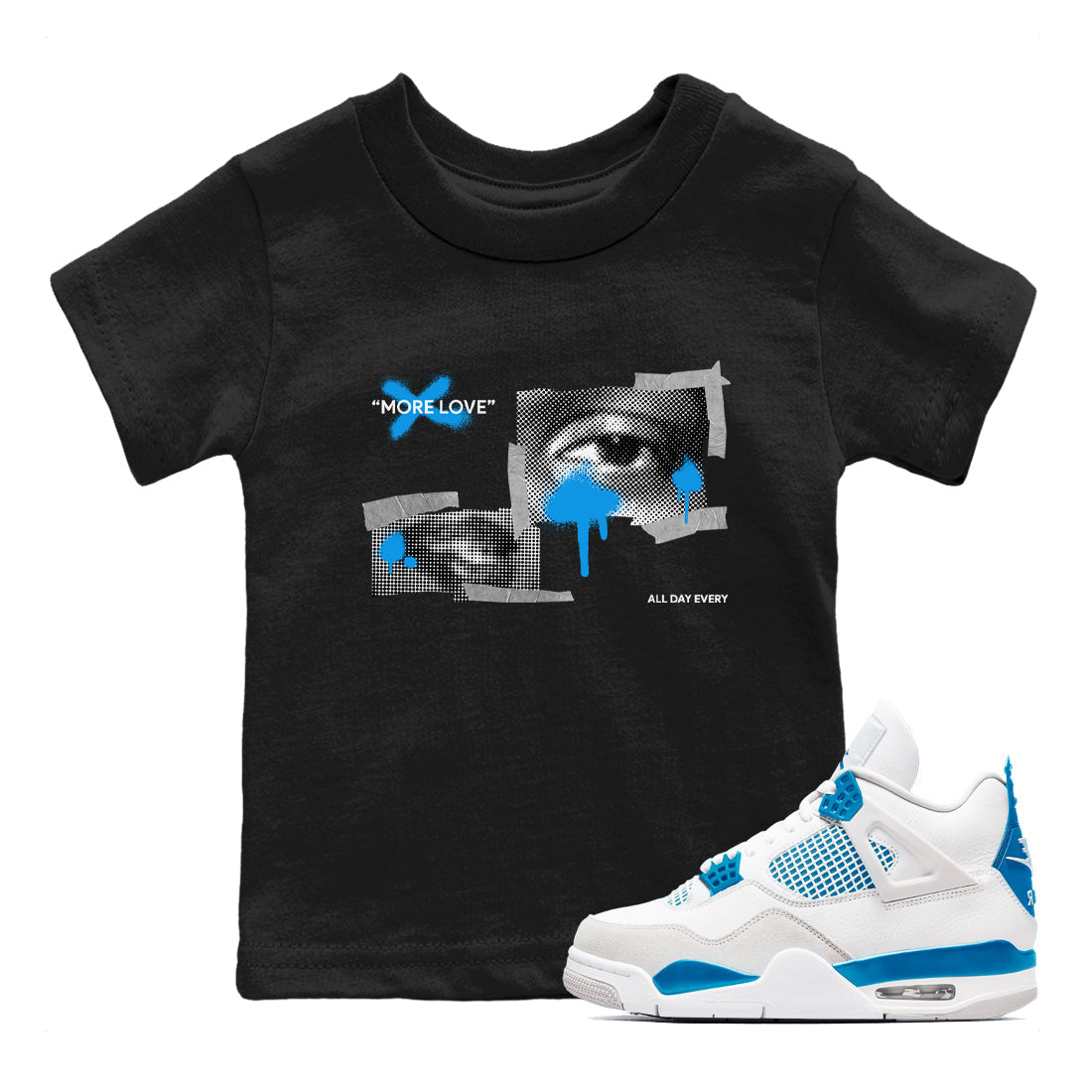 More Love snkmatch Tees Kids - Air Jordan 4 Military Blue