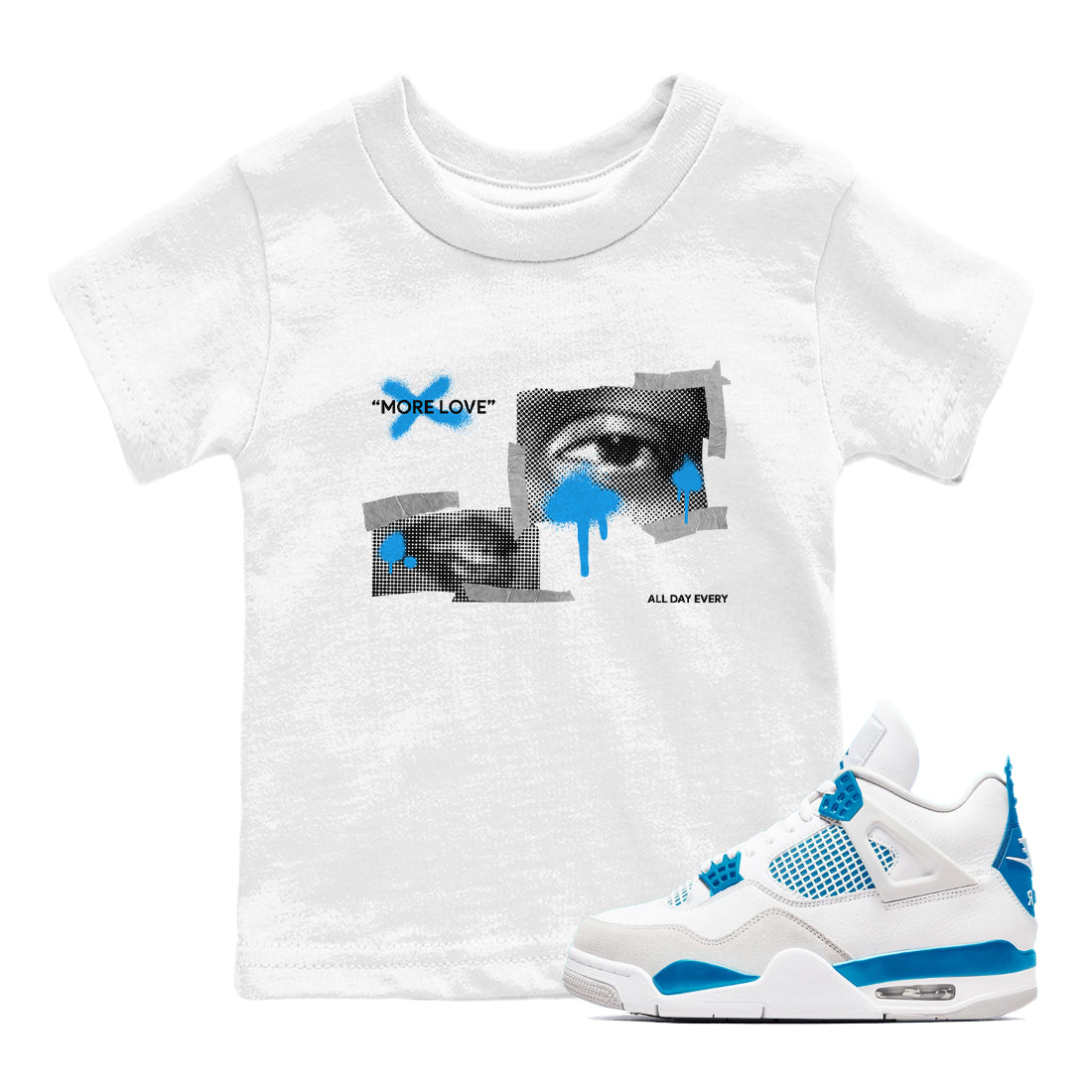 More Love snkmatch Tees Kids - Air Jordan 4 Military Blue