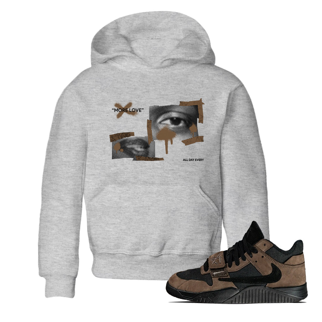 More Love snkmatch Tees Kids - Jordan Jumpman Jack Travis Scott Dark Mocha