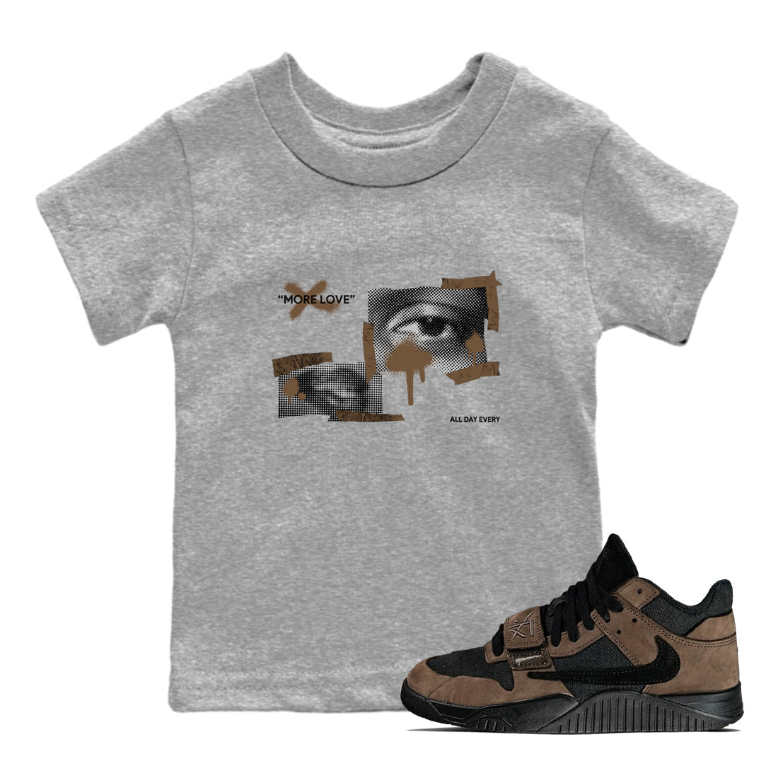 More Love snkmatch Tees Kids - Jordan Jumpman Jack Travis Scott Dark Mocha