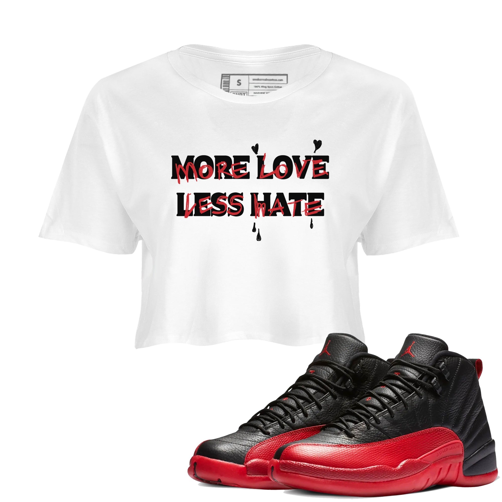 More Love Less Hate snkmatch Women's Top - Air Jordan 12 Flu Game