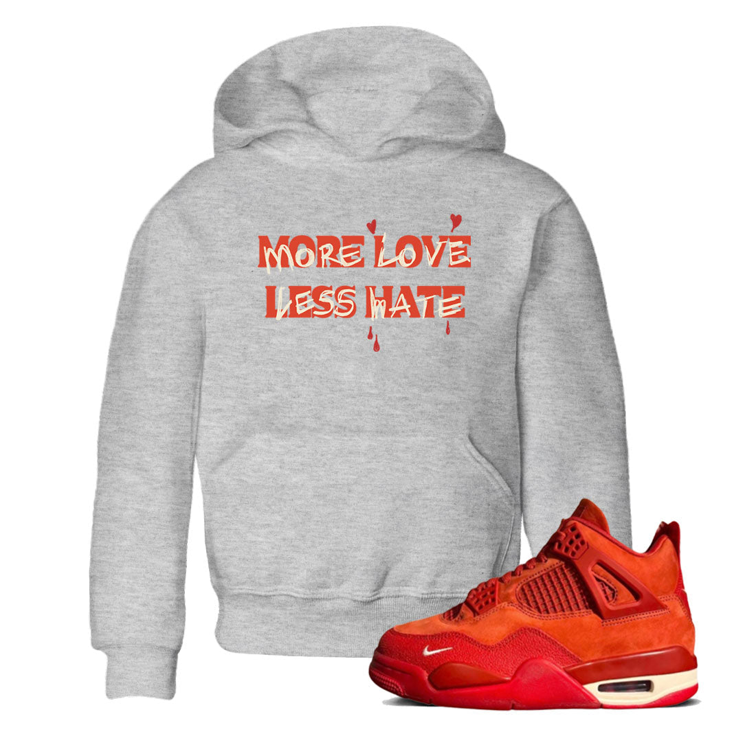 More Love Less Hate snkmatch Tees Kids - Air Jordan 4 Brick By Brick