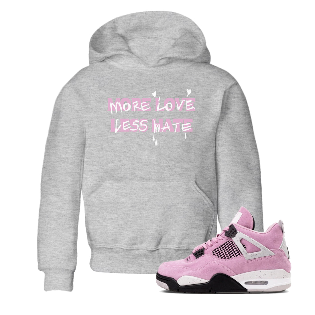 More Love Less Hate snkmatch Tees Kids - Air Jordan 4 Orchid