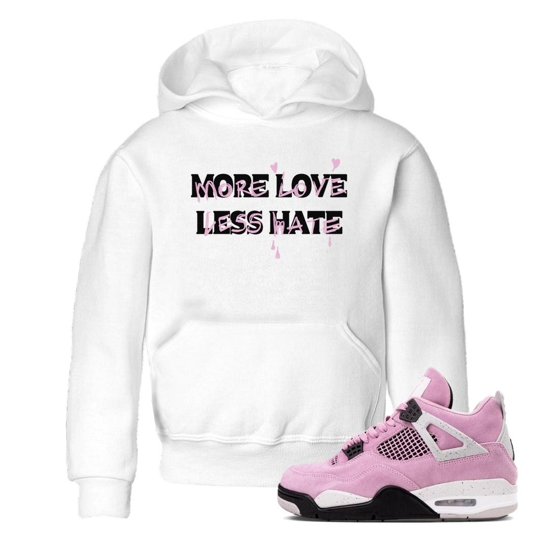 More Love Less Hate snkmatch Tees Kids - Air Jordan 4 Orchid