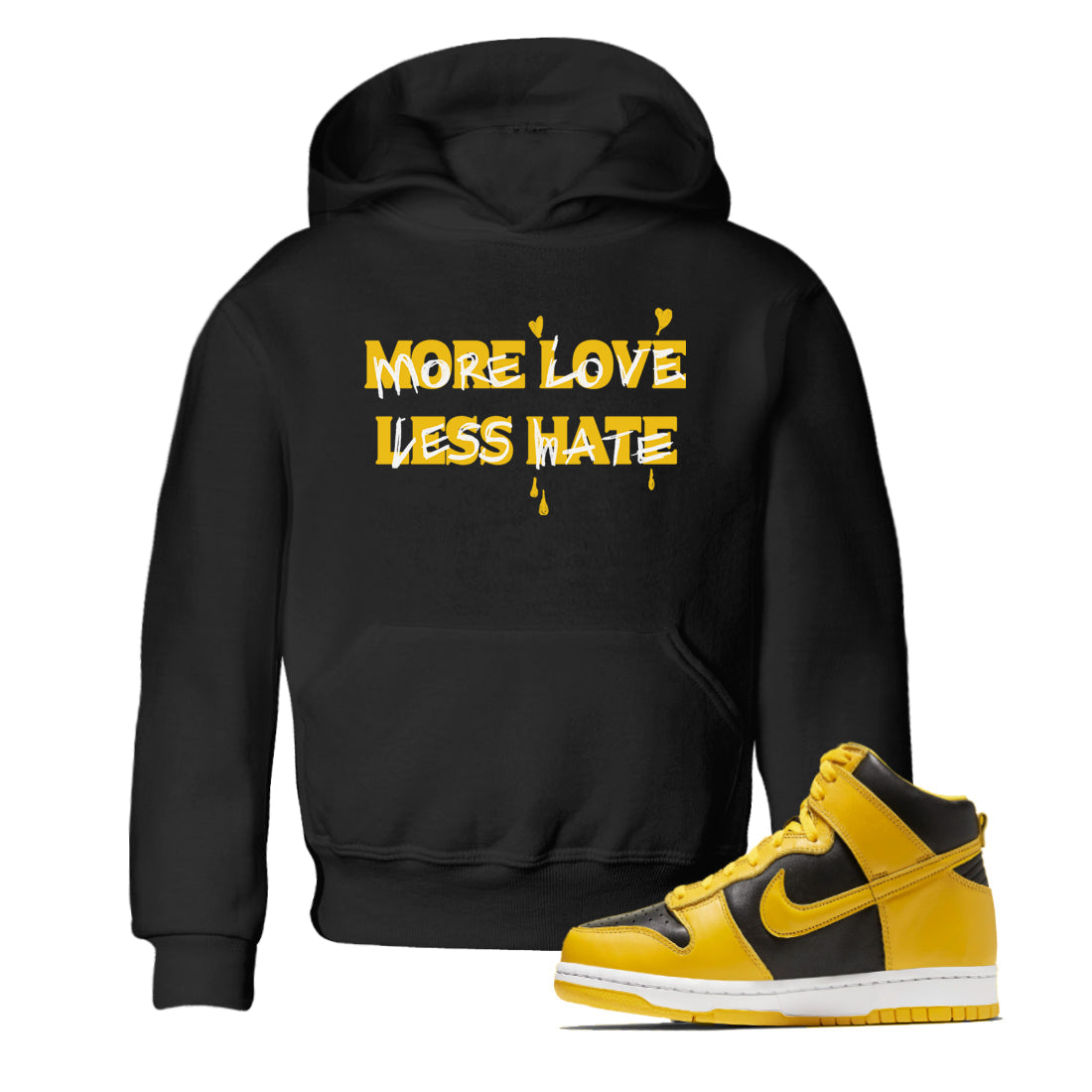 More Love Less Hate snkmatch Tees Kids - Dunk High Pollen