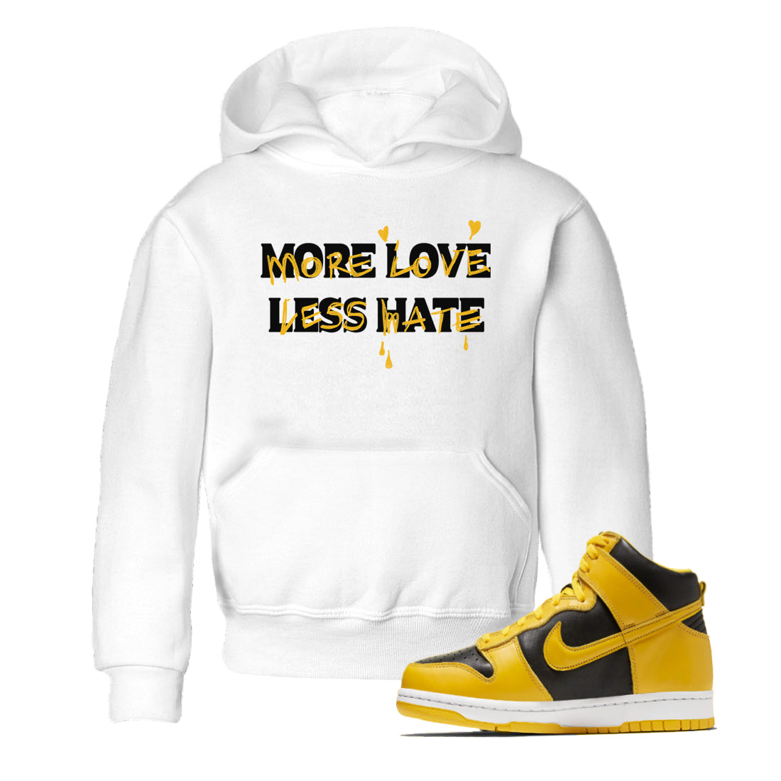 More Love Less Hate snkmatch Tees Kids - Dunk High Pollen