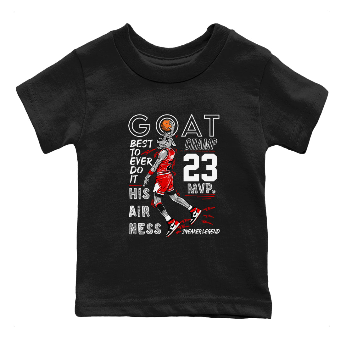 MVP Goat snkmatch Tees Kids - Air Jordan 1 Black Toe Reimagined