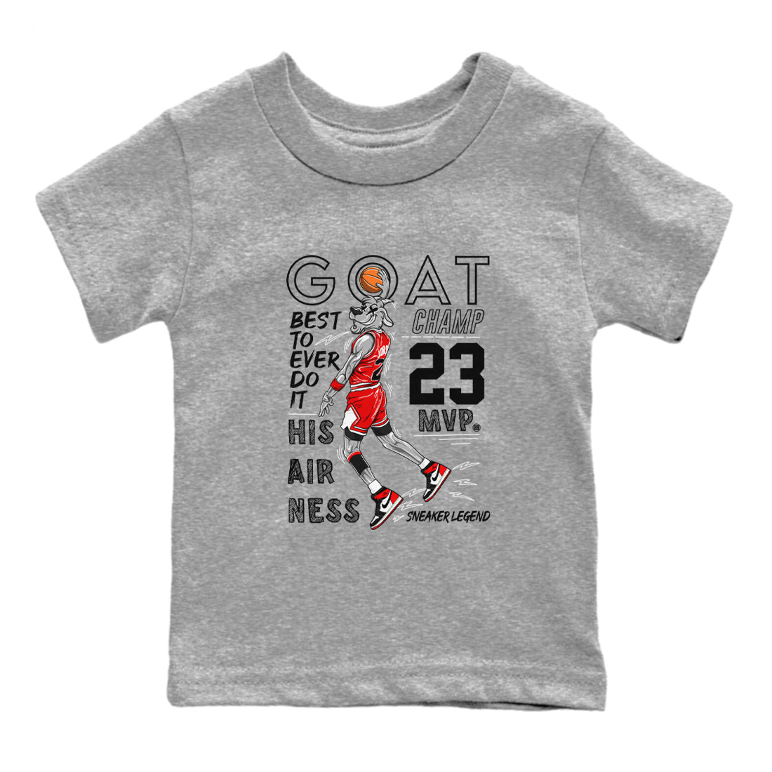 MVP Goat snkmatch Tees Kids - Air Jordan 1 Black Toe Reimagined