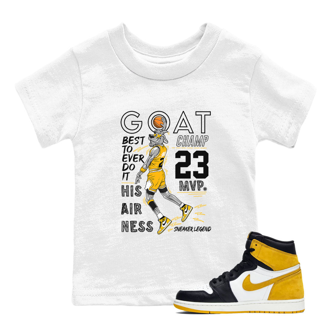 MVP Goat snkmatch Tees Kids - Air Jordan 1 Yellow Ochre