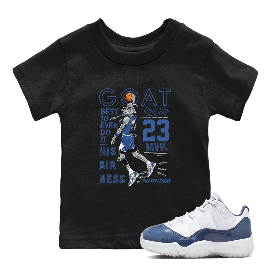 MVP Goat snkmatch Tees Kids - Air Jordan 11 Diffused Blue