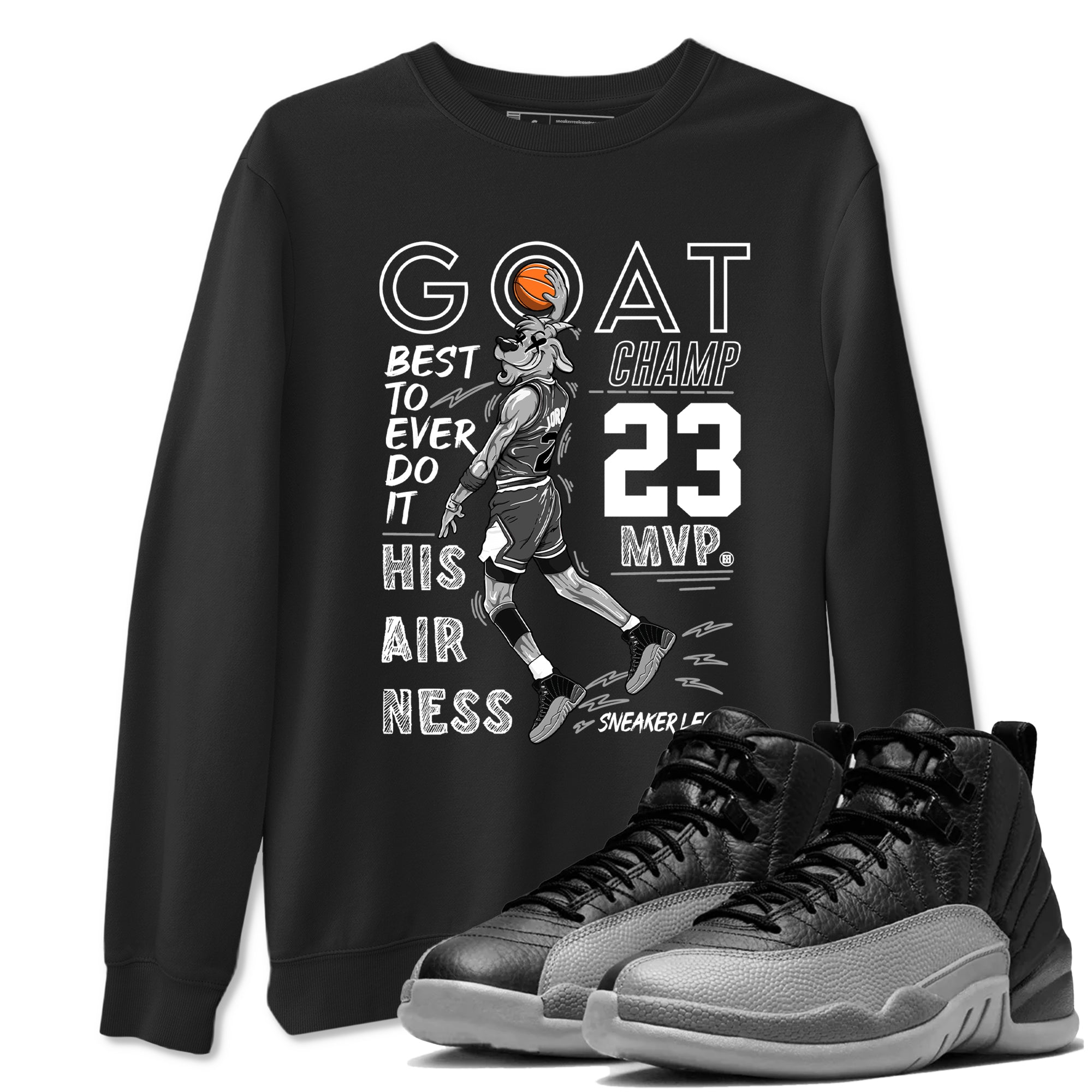 MVP Goat snkmatch Tees - Air Jordan 12 Black Wolf Grey