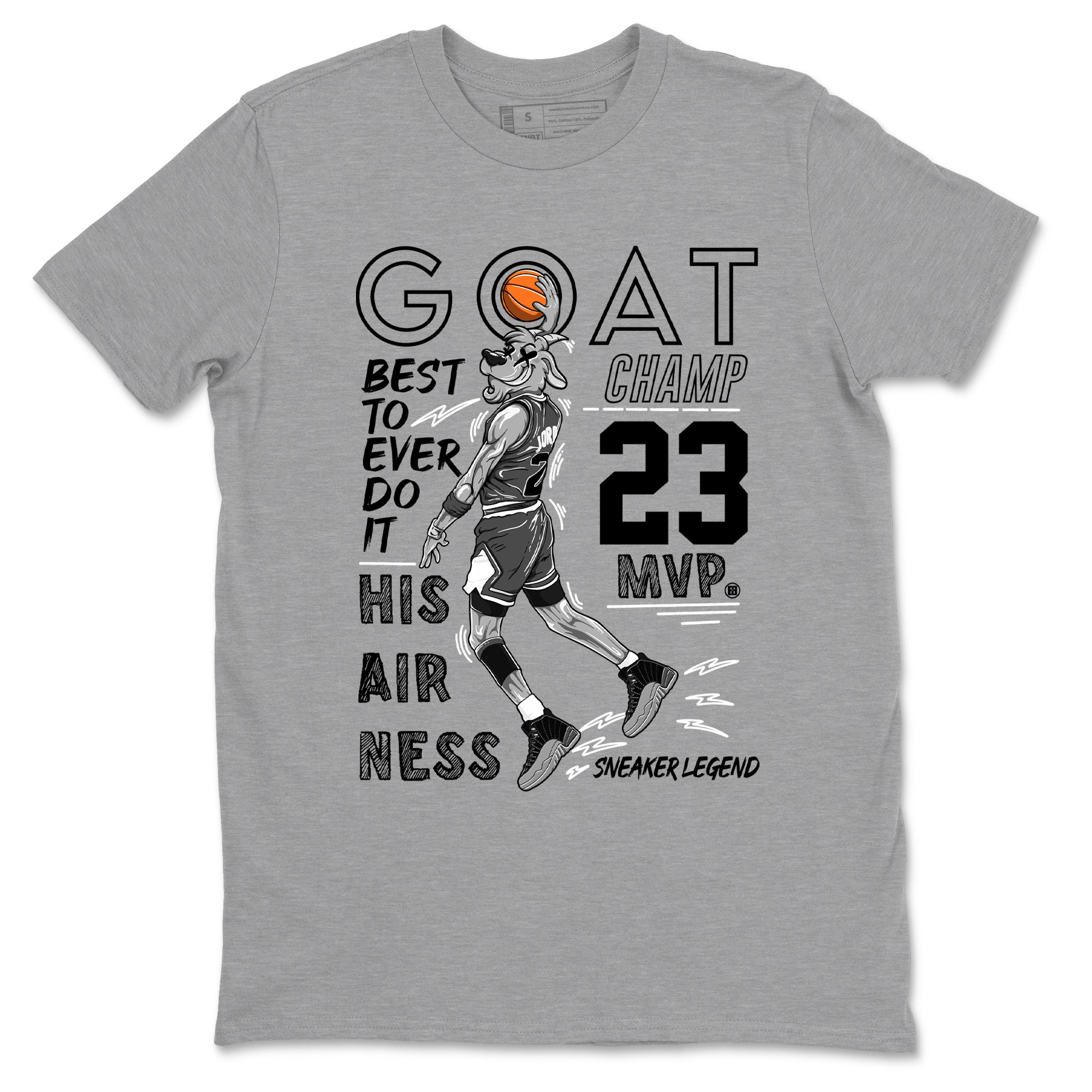 MVP Goat snkmatch Tees - Air Jordan 12 Black Wolf Grey