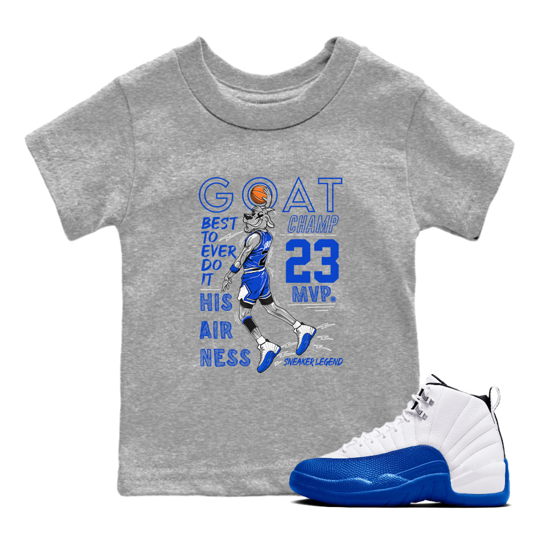 MVP Goat snkmatch Tees Kids - Air Jordan 12 Blueberry