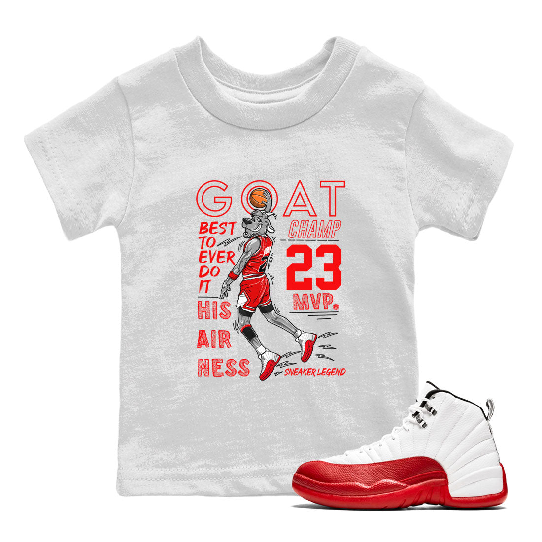 MVP Goat snkmatch Tee Kids - Air Jordan 12 Cherry