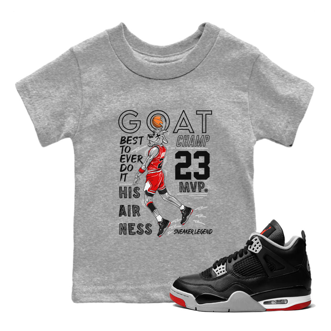 MVP Goat snkmatch Tees Kids - Air Jordan 4 Bred Reimagined