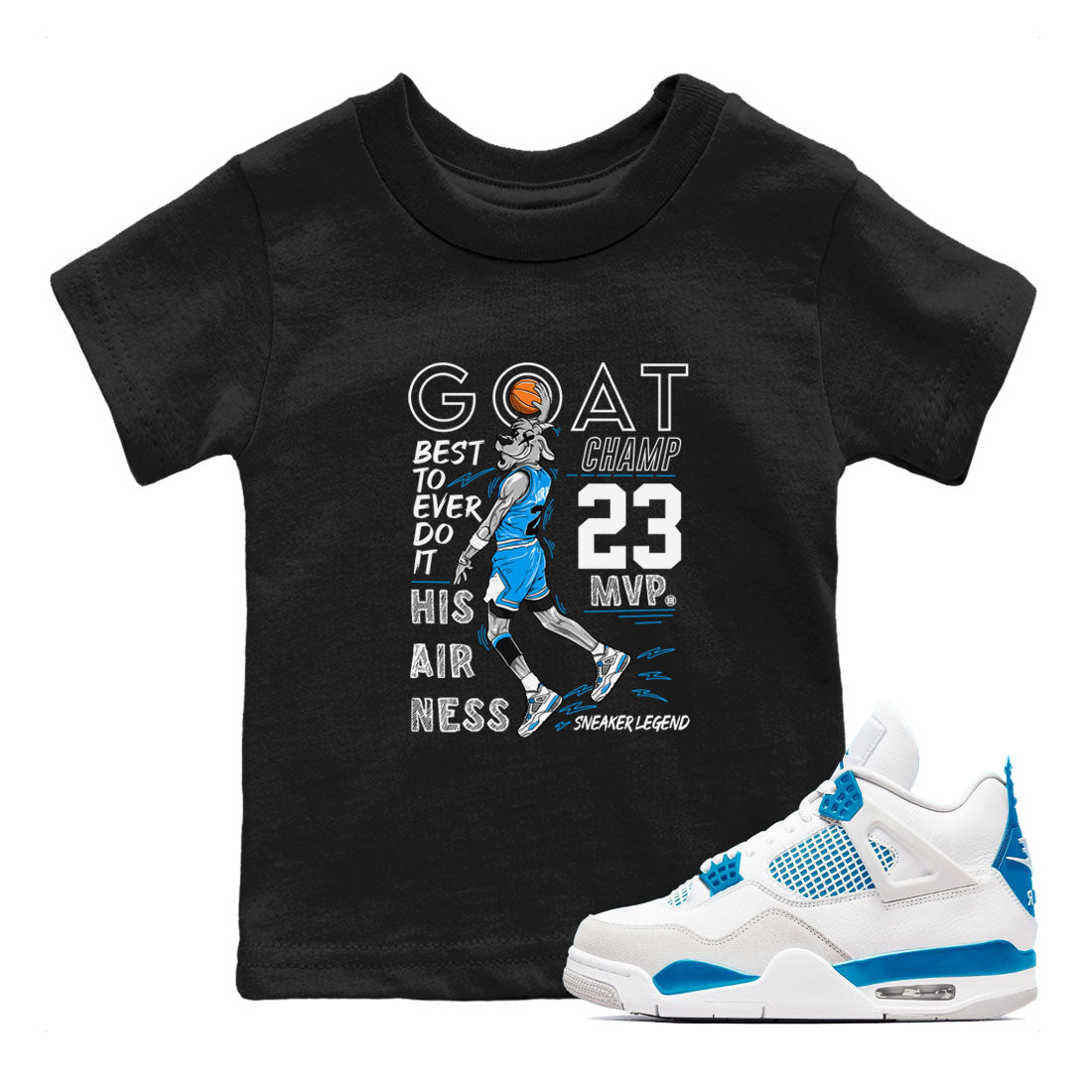 MVP Goat snkmatch Tees Kids - Air Jordan 4 Military Blue