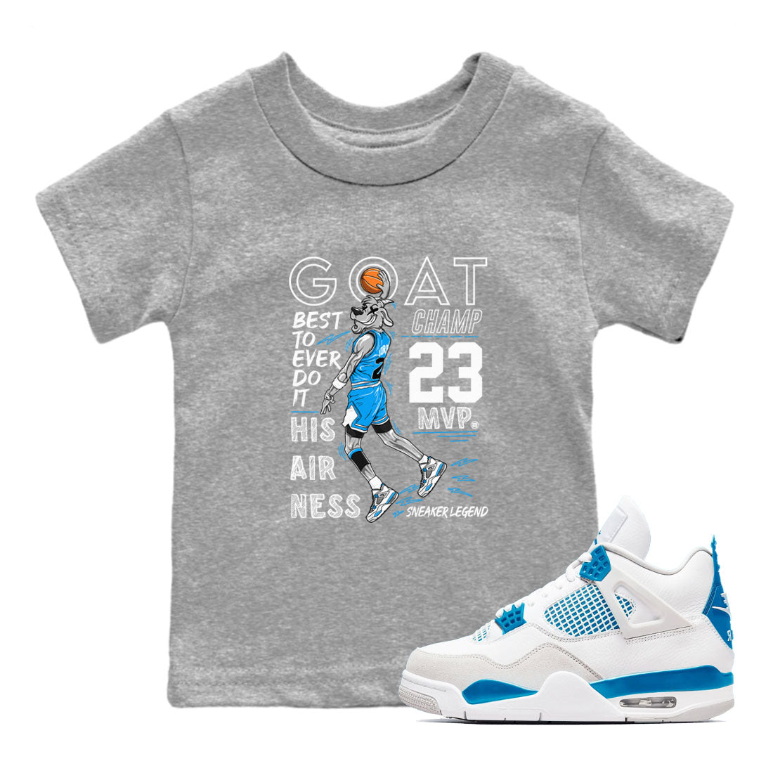MVP Goat snkmatch Tees Kids - Air Jordan 4 Military Blue
