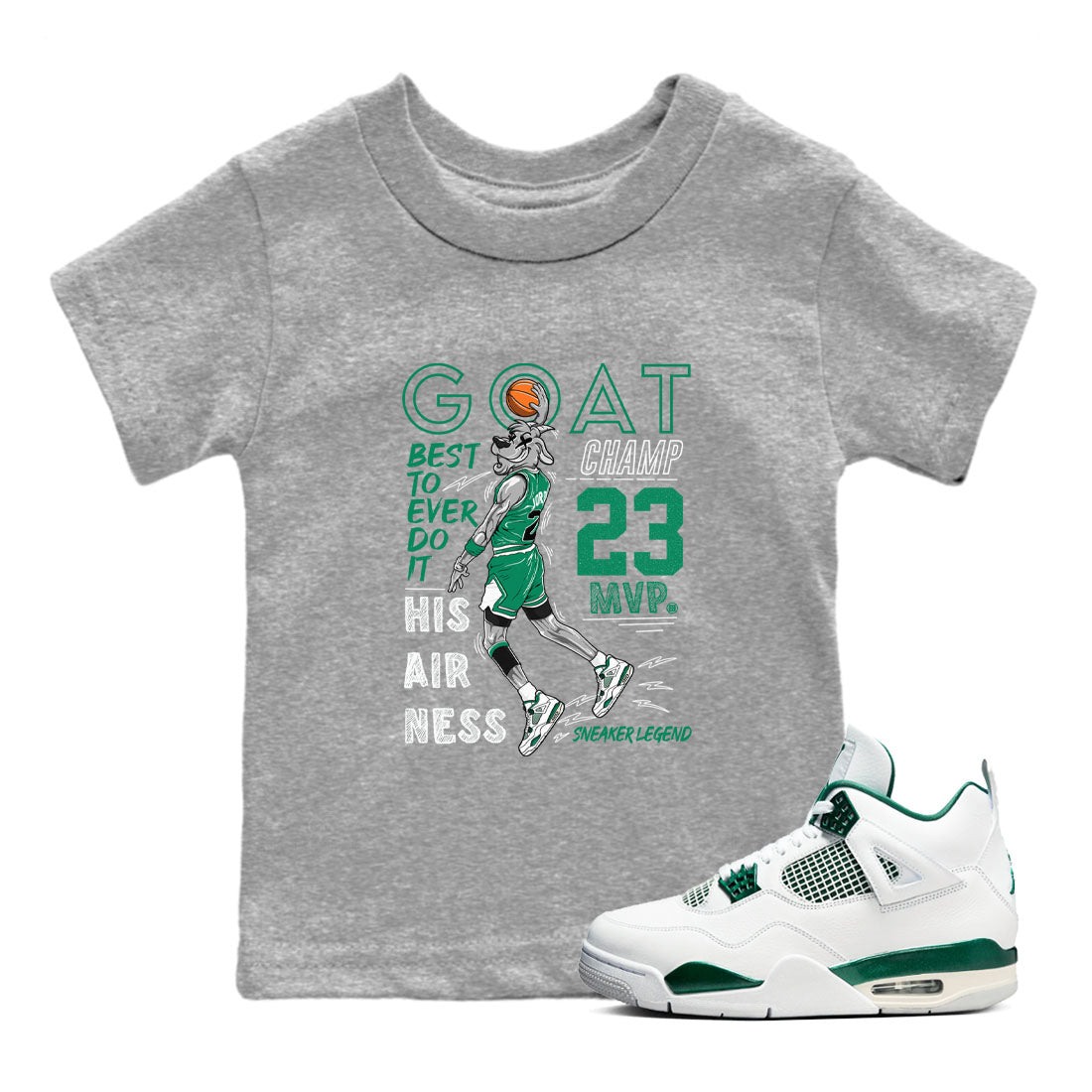 MVP Goat snkmatch Tees Kids - Air Jordan 4 Oxidized Green