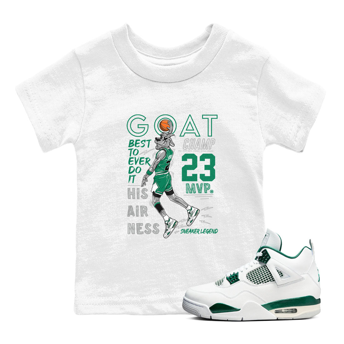 MVP Goat snkmatch Tees Kids - Air Jordan 4 Oxidized Green