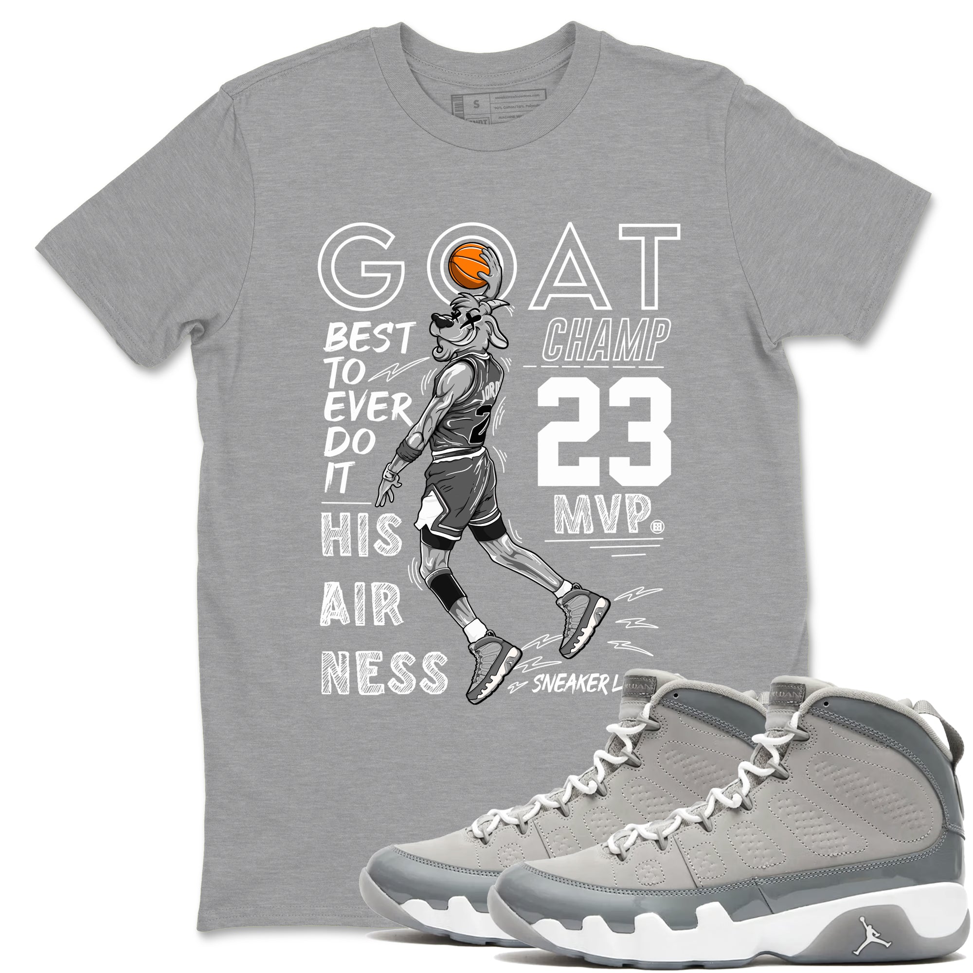 MVP Goat snkmatch Tees - Air Jordan 9 Cool Grey