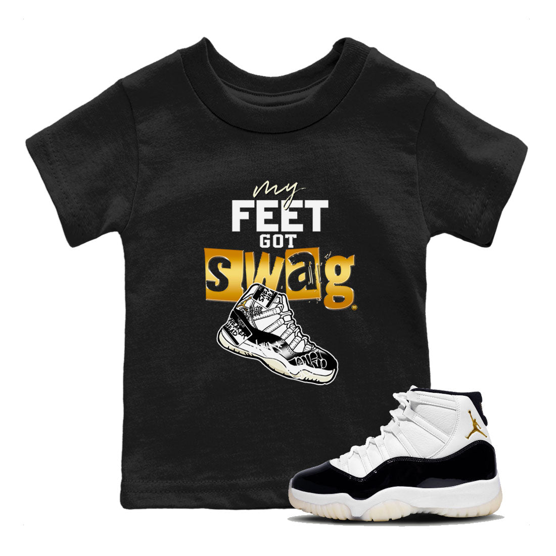 My Feet Got Swag snkmatch Tees Kids - Air Jordan 11 Gratitude