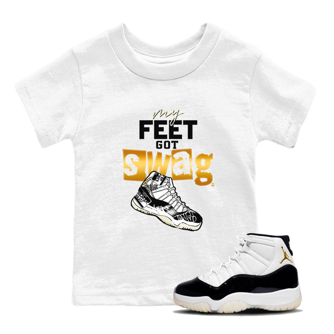 My Feet Got Swag snkmatch Tees Kids - Air Jordan 11 Gratitude