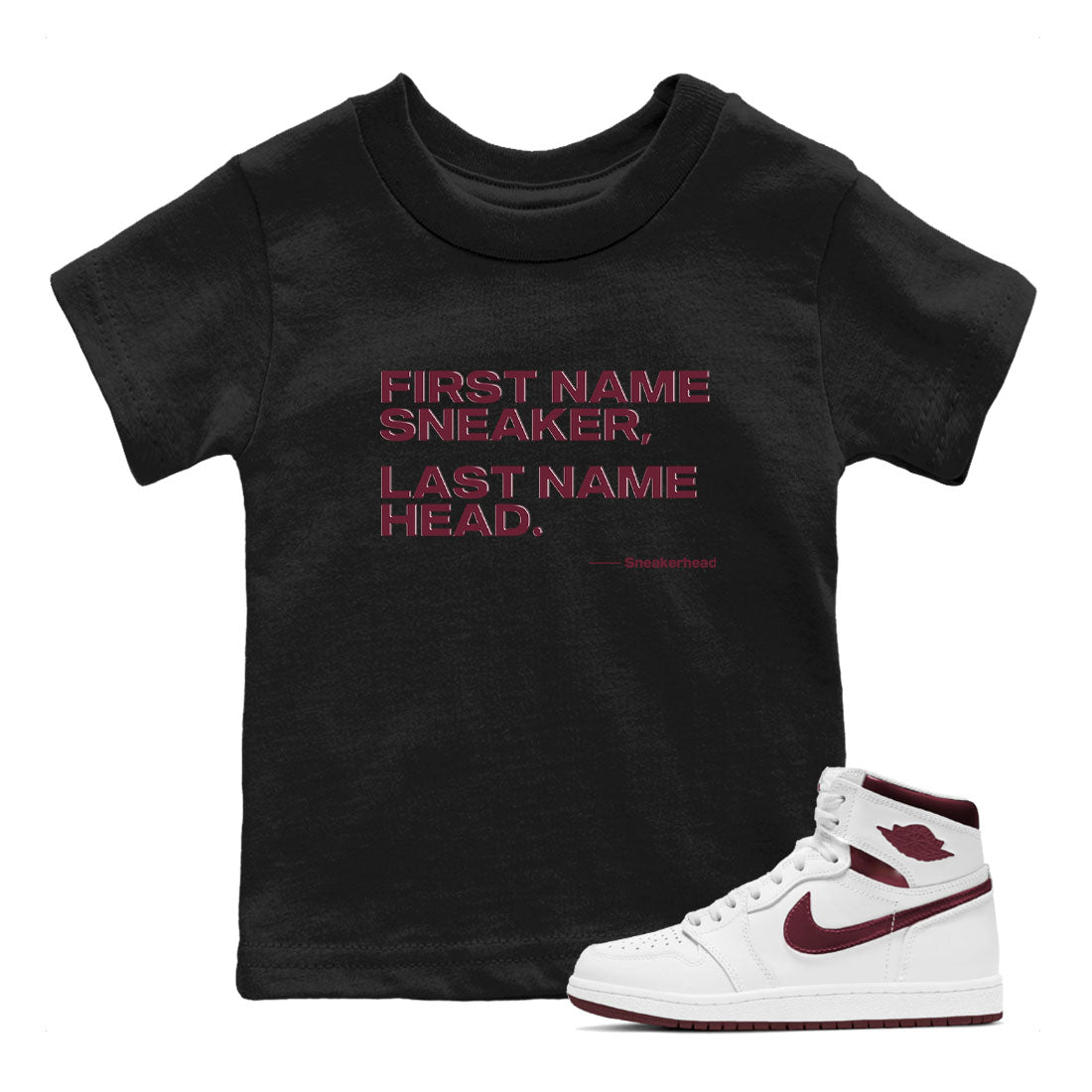 My Name Is snkmatch snkmatch Tees Kids - Air Jordan 1 Metallic Burgundy