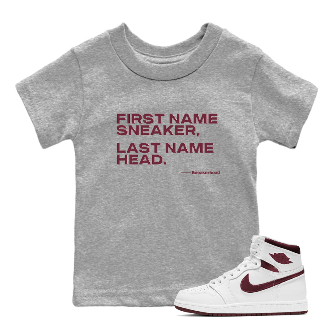 My Name Is snkmatch snkmatch Tees Kids - Air Jordan 1 Metallic Burgundy