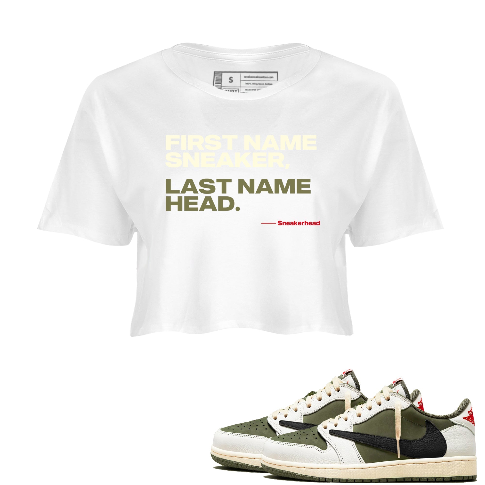 My Name Is snkmatch snkmatch Women's Top - Air Jordan 1 Travis Scott Medium Olive