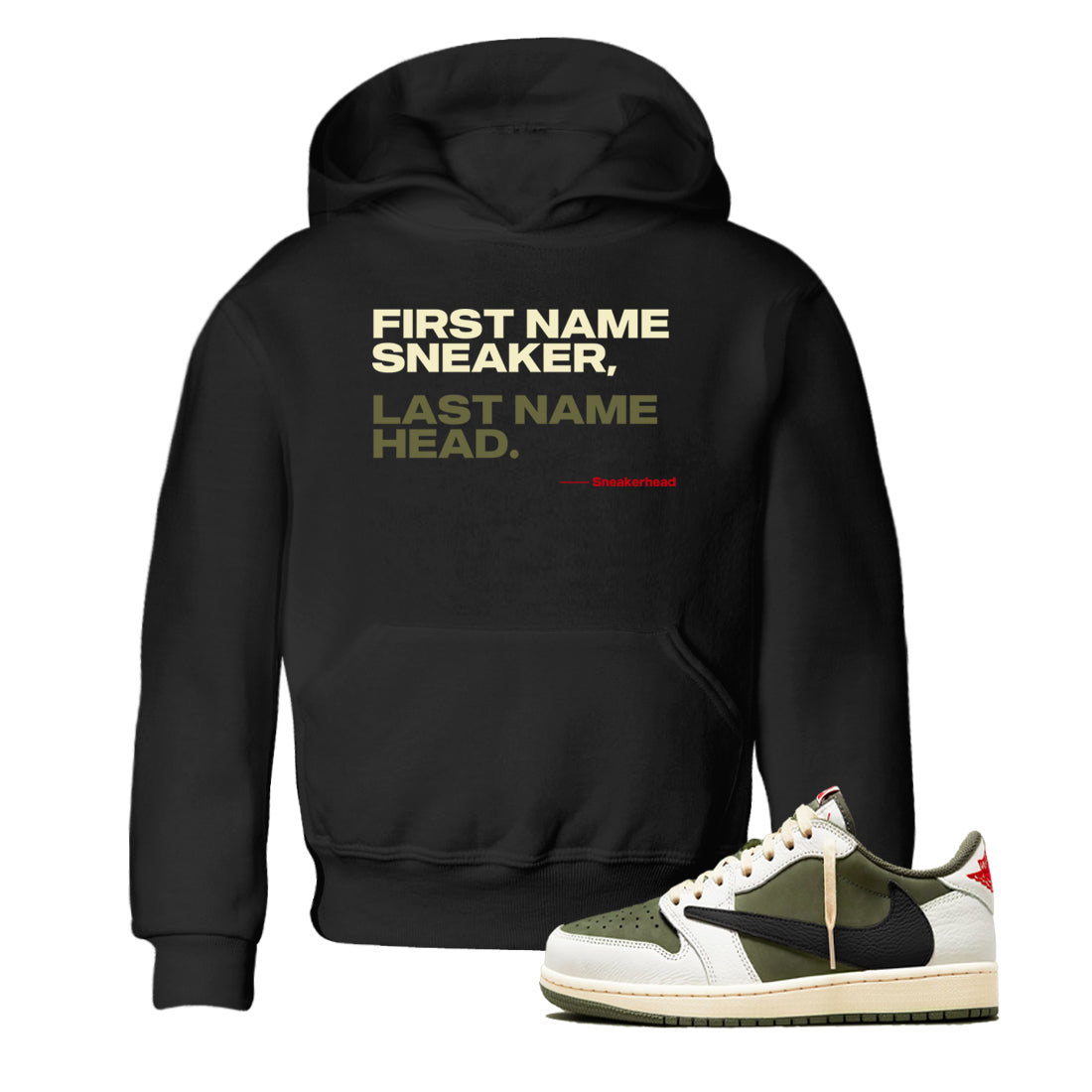 My Name Is snkmatch snkmatch Tees Kids - Air Jordan 1 Travis Scott Medium Olive