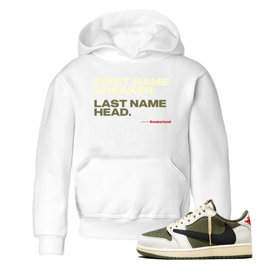 My Name Is snkmatch snkmatch Tees Kids - Air Jordan 1 Travis Scott Medium Olive